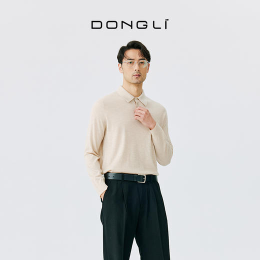 东黎 • 精纺男士秋冬针织POLO衫百搭简约纯色休闲长袖 4879 商品图0