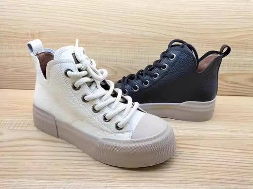 豪行2023秋季新款23317165真皮舒适厚底加肥高帮单鞋女休闲鞋 商品图2