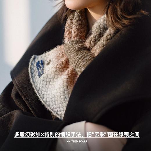 马登渐变保暖针织彩色围脖复古软糯彩色高级感加厚保暖围巾冬季女 商品图2