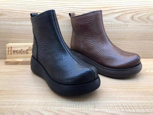 豪行秋季时尚休闲真皮坡跟女单靴短靴22492030 商品图1