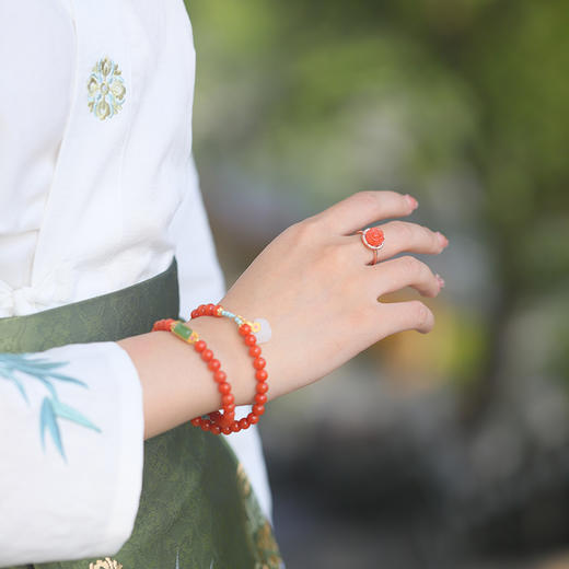 【宫里戒指】南红玫瑰花开口戒指可调节圈口 MY 商品图3