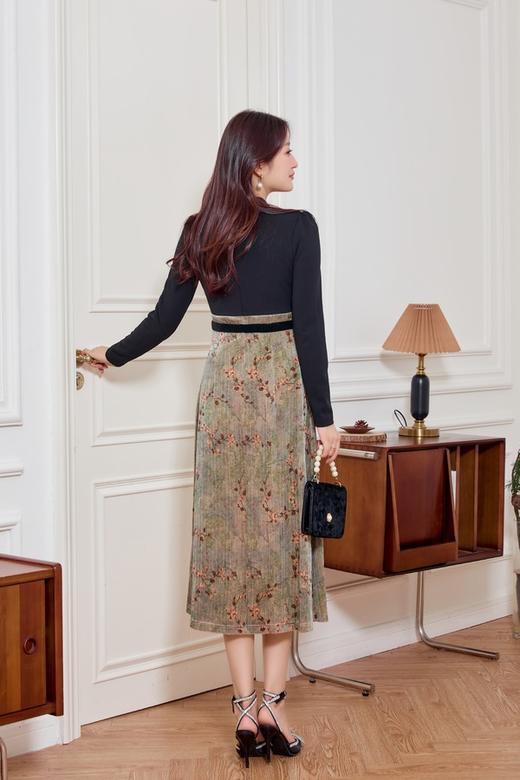 Le Malene 知性新中式水滴领拼接式连衣裙 19504 商品图5