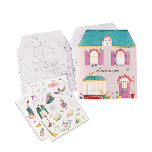 Moulin Roty 花朵女孩主题 涂色绘本&贴纸 适合3岁以上 艺术启蒙 放飞想象力 法国品牌-710185 商品图9