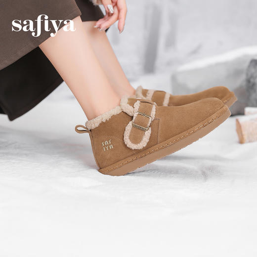 预售12天|Safiya/索菲娅2024冬季复古加绒保暖防滑短筒平底羊羔毛雪地靴 SF4411A164 商品图6