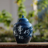 洒蓝手书大号茶叶罐摆件将军罐 商品缩略图0