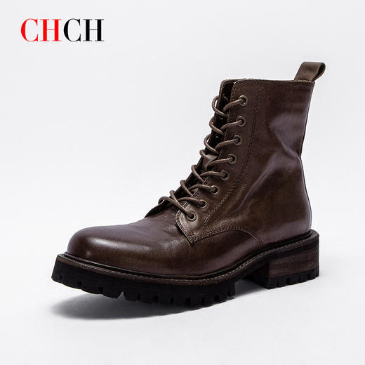 CHCH平衡鞋短靴2024秋冬新品拉链粗跟时尚女靴短靴马丁靴CN2B6271 商品图4