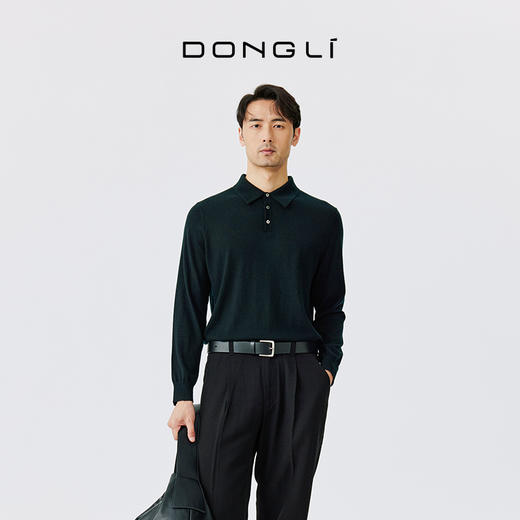 东黎 • 精纺男士秋冬针织POLO衫百搭简约纯色休闲长袖 4879 商品图4