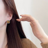 Oflye潮流饰品  虎眼石复古大气秋冬美拉德咖方形银针耳钉高级感耳饰 商品缩略图4