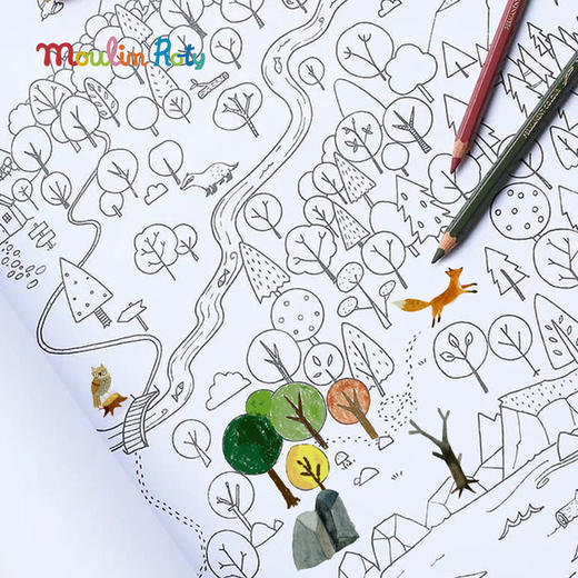 Moulin Roty 花园主题 巨幅涂鸦画卷 适合年龄3岁+ 色彩色感发挥 怎么涂都好看 法国品牌 712607 商品图1