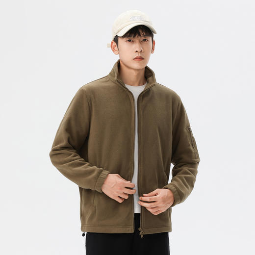 罗蒙秋冬时尚纯色男士摇粒绒外套保暖舒适外套男休闲基础百搭潮流男外套 商品图2