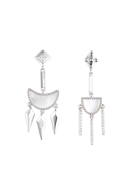 Time Made 贝壳锆石不对称几何耳环 7656 商品图2