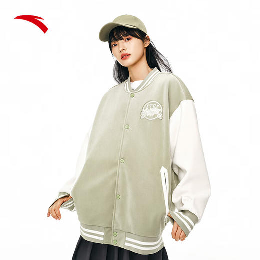 安踏【王一博同款】棒球服新款秋冬复古潮流保暖外套上衣152448702N 商品图2