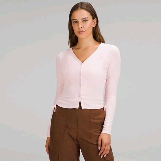 【顺丰包邮】21442 洛诗琳轻奢极简设计感侧腰抽褶女士罗纹开衫193 商品图1