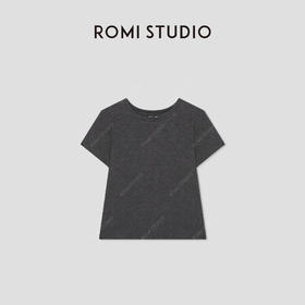 ROMI STUDIO“松弛简约”100%有机棉竹节花纱感圆领短袖T恤421T5035