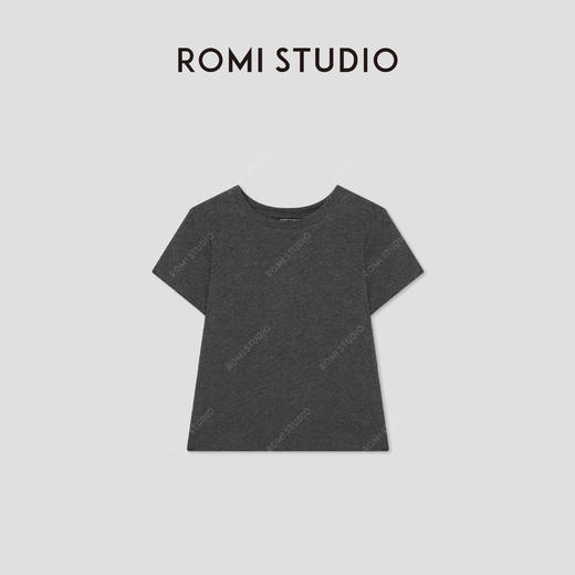ROMI STUDIO“松弛简约”100%有机棉竹节花纱感圆领短袖T恤421T5035 商品图0