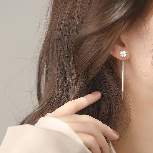 Winy925纯银转角幸福耳钉轻奢小众百搭四叶草流苏耳坠耳饰送女友生日礼物 商品图9