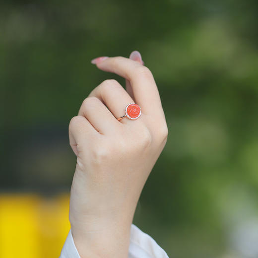 【宫里戒指】南红玫瑰花开口戒指可调节圈口 MY 商品图1