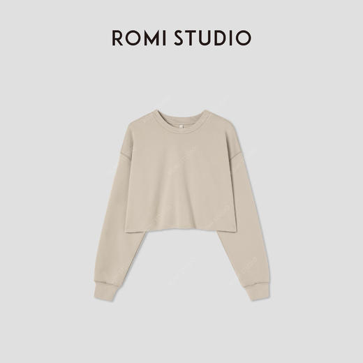 ROMI STUDIO“松弛纽约”甄选棉混纺内加绒廓形短卫衣 RW24ASG0360 商品图4