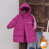 【厚实保暖，时尚长款棉服】中长款连帽儿童棉服 秋冬季男女童 加厚面包服 中大童棉袄保暖外套-QQ 商品缩略图5