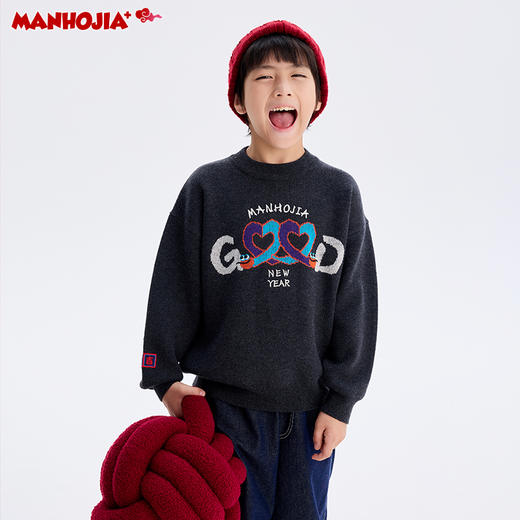 【shé来运转】漫画家24蛇来运转好运加倍国风生肖拜年中国红毛衣 商品图3