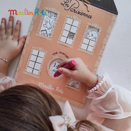 Moulin Roty 花朵女孩主题 涂色绘本&贴纸 适合3岁以上 艺术启蒙 放飞想象力 法国品牌-710185 商品图3