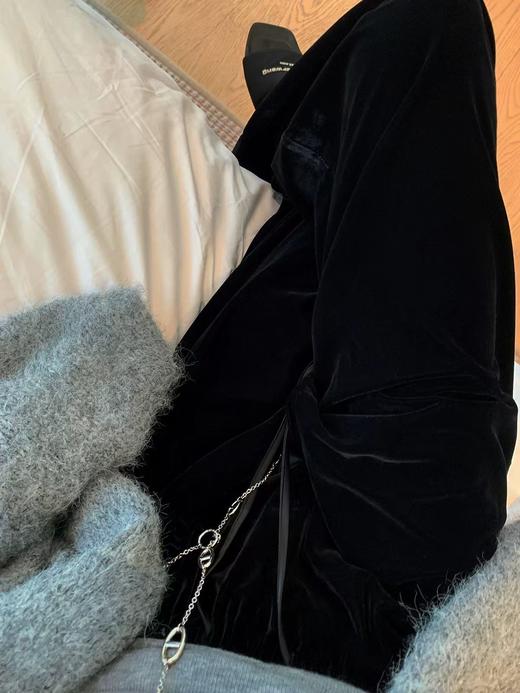 秋冬松紧腰加绒丝绒直筒裤 商品图6