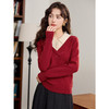 【年终特卖】熙世界新中式盘扣假两件针织打底衫秋冬款POLO领红色毛衣 商品缩略图2