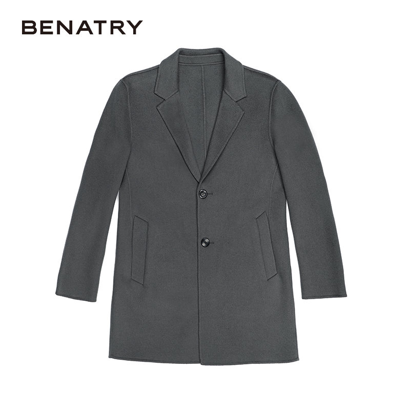 贝纳川经典通勤男士中长款大衣外套120428002