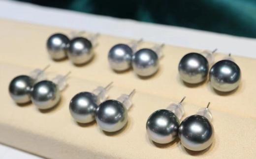 大溪地铂金灰耳钉 9-10mm 商品图3