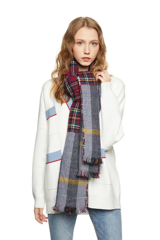 AVA 英伦风格纹流苏围巾 7707 商品图0