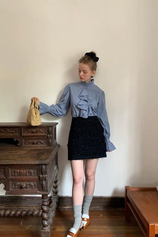 Le Malene 蓝色宫廷风花边领衬衣 19302 商品图2