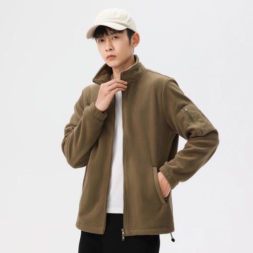 罗蒙秋冬时尚纯色男士摇粒绒外套保暖舒适外套男休闲基础百搭潮流男外套 商品图8
