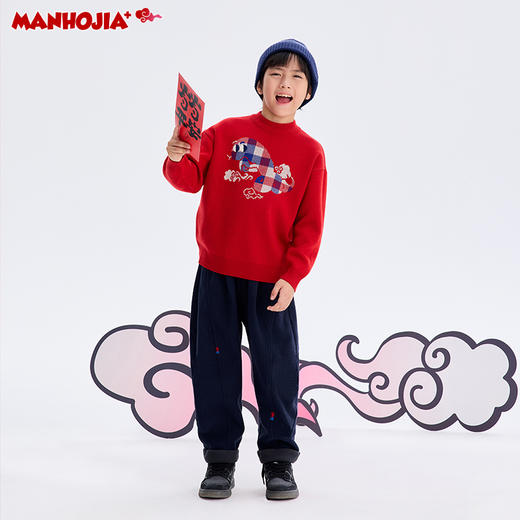 【“桃”个好彩头】漫画家24冬6%绵羊毛混纺新年好运拜年毛衣 商品图4