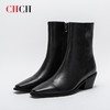 CHCH平衡鞋短靴秋冬新品油蜡羊皮拉链粗跟时尚女靴短靴CN2B7011 商品缩略图0