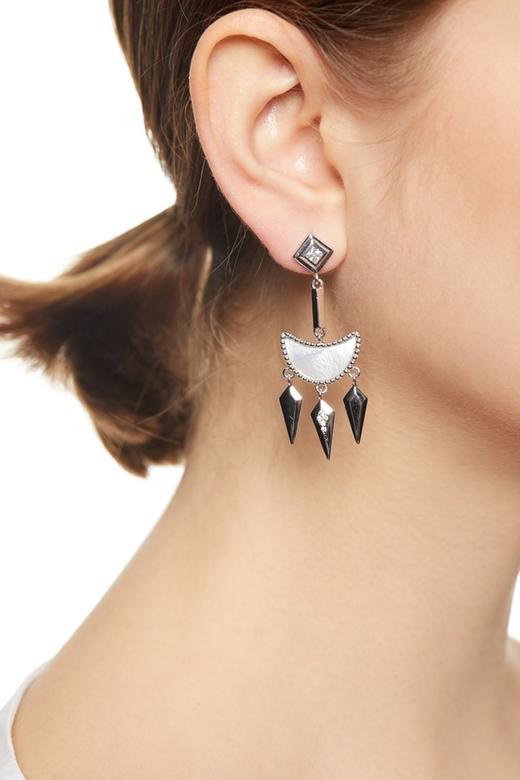 Time Made 贝壳锆石不对称几何耳环 7656 商品图0