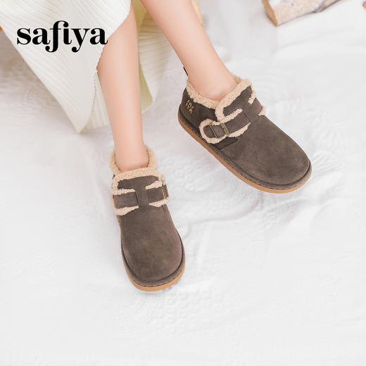 预售12天|Safiya/索菲娅2024冬季复古加绒保暖防滑短筒平底羊羔毛雪地靴 SF4411A164 商品图1