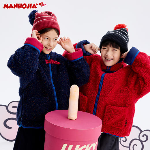 【“桃”个好彩头】漫画家24烟花彩点羊羔毛新中式拜年棉服外套 商品图0