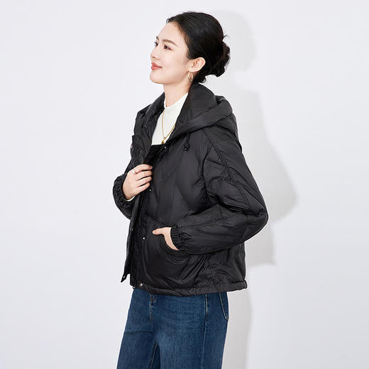 【高货wl】全新升级【铂金会员395/天猫529/差价134】(12828) 洛诗琳秋冬时尚轻暖长袖短款连帽衔缝线鸭绒保暖羽绒服 商品图3