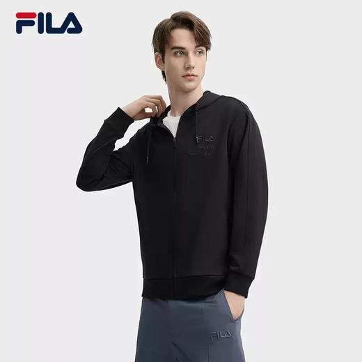 3件折上7折【自营】FILA/斐乐  斐乐男士针织连帽外套2024秋新款时尚休闲简约舒适上衣 F11M438503FBK 商品图1