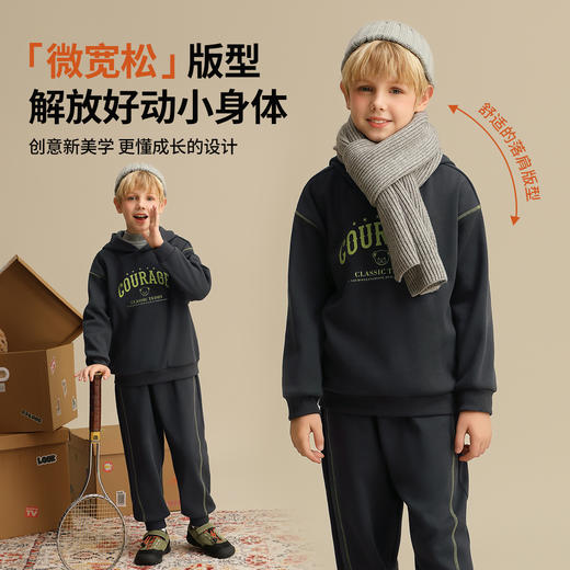 【清仓捡漏】【加绒两件套】【110-120】【精典泰迪】男童冬款加厚连帽卫衣卫裤套装加绒套装 商品图9