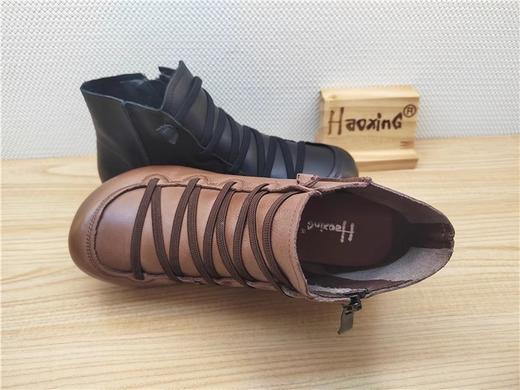 2023豪行秋冬新款23492308牛皮低跟复古休闲女靴单靴短靴 商品图2