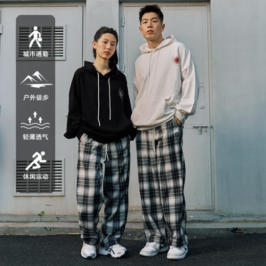 LUSHISI格纹主题抽绳格子慵懒风休闲运动秋季针织棉感宽松长裤男 商品图2