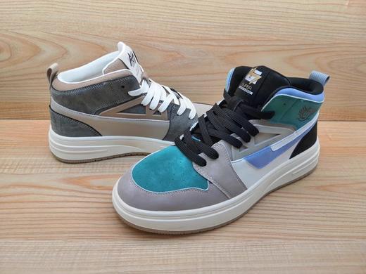 豪行真皮休闲男鞋12323127平底时尚系带高帮潮鞋 商品图5