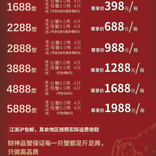 大闸蟹  足斤足两！蟹农养了自己吃的，完全不一样，吃过这个你会觉得以前吃的是假蟹！ 商品图1