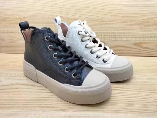 豪行2023秋季新款23317165真皮舒适厚底加肥高帮单鞋女休闲鞋 商品图3