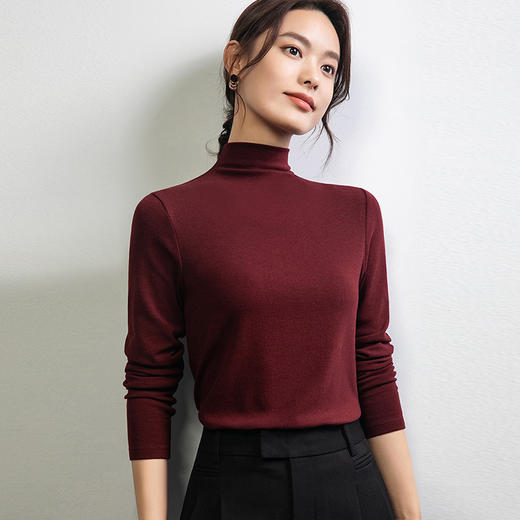 【自】全新升级【铂金会员119/天猫159/差价40】(14358) 洛诗琳秋冬2024新款高级感明星同款半高领羊毛针织打底衫 商品图0