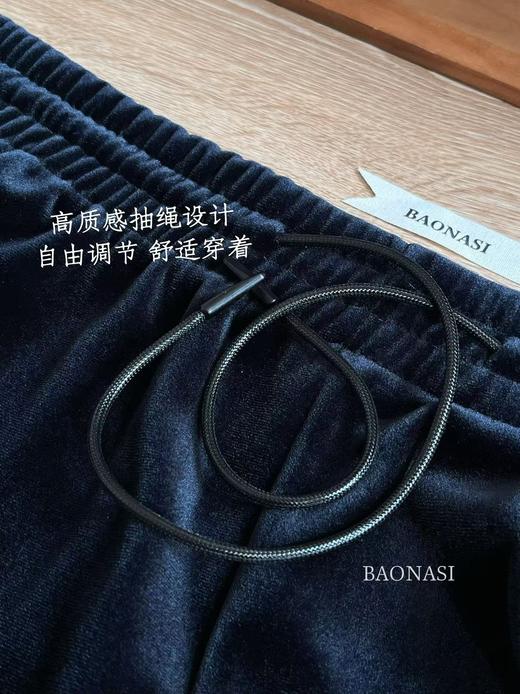 秋冬松紧腰加绒丝绒直筒裤 商品图10