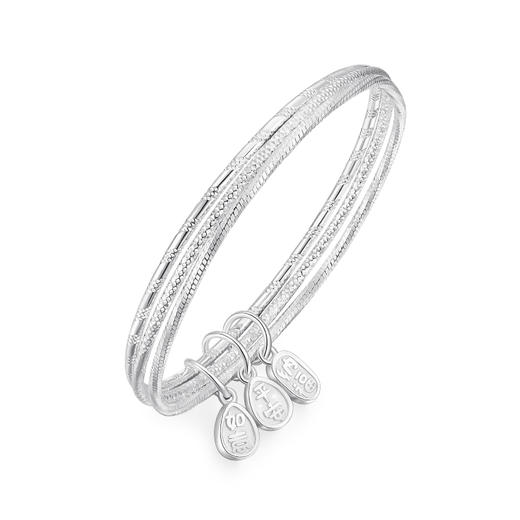 卡蒂罗/KADER 足银999配证书 心之祈愿手镯 新中式国风平安纳福吉祥闭口素圈银镯 三生三世大克重好运配饰 商品图1