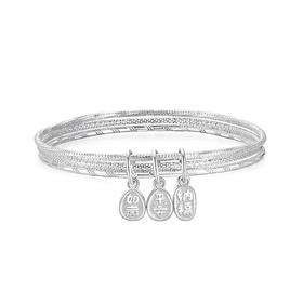 卡蒂罗/KADER 足银999配证书 心之祈愿手镯 新中式国风平安纳福吉祥闭口素圈银镯 三生三世大克重好运配饰