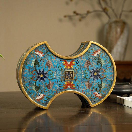 清 铜胎掐丝珐琅银锭形双层盖盒 商品图1